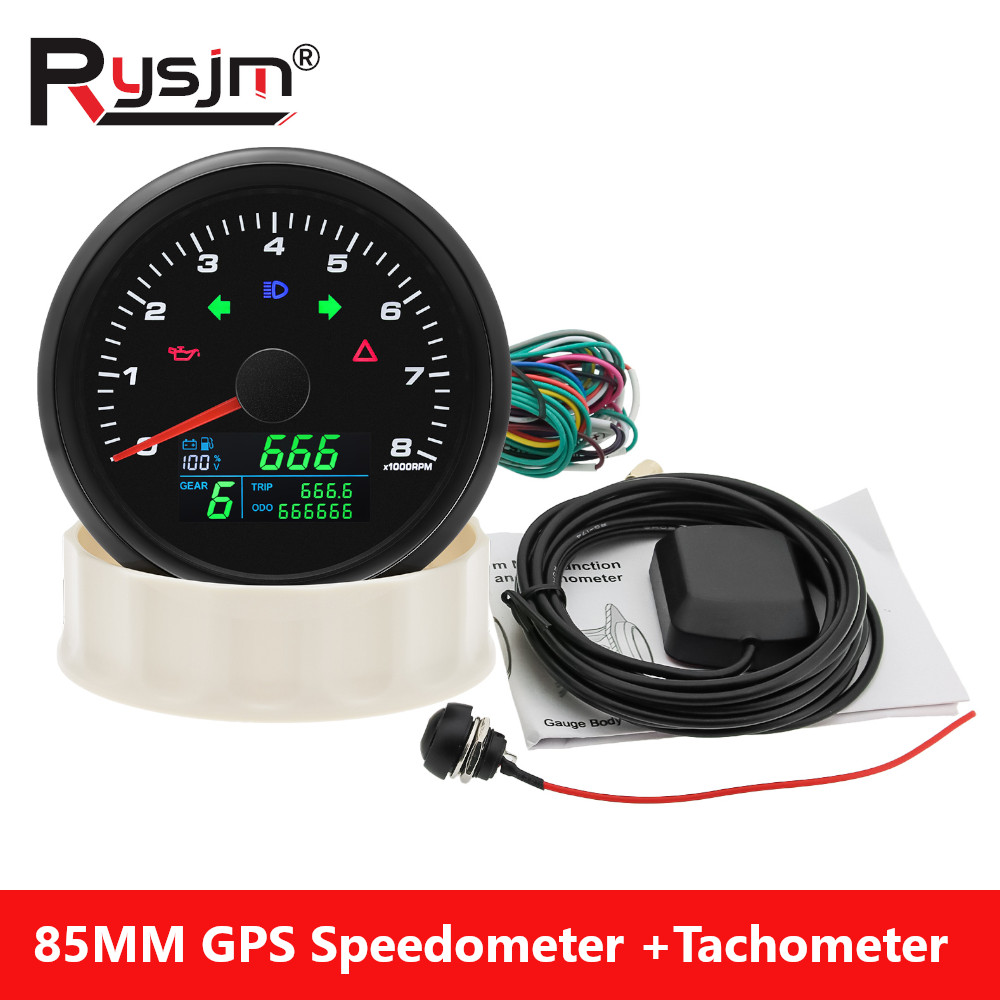 Motorcycle Gear Levels - 85mm Multifunctionele Gaug GPS Snelheidsmeter Toerenteller