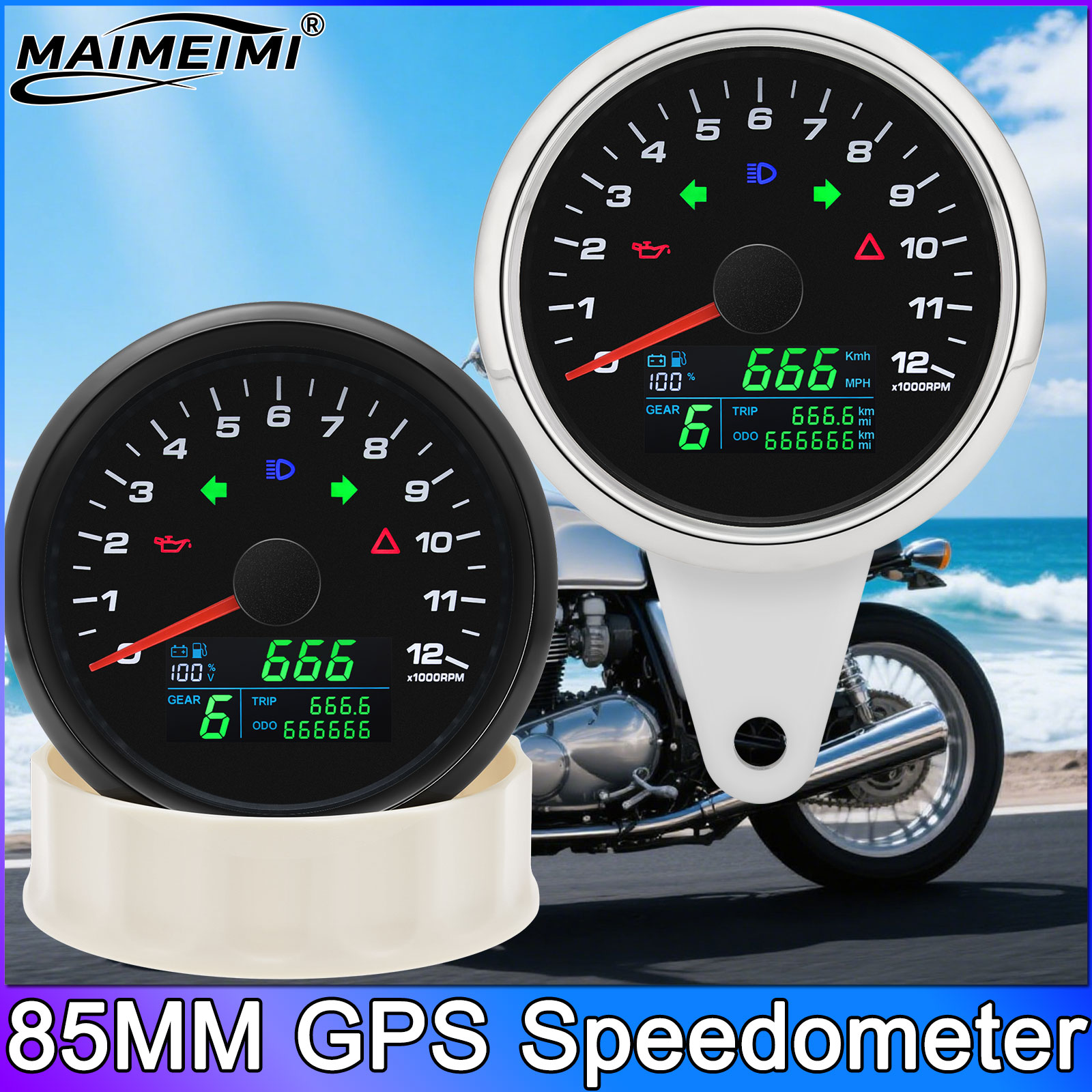 Motorcycle Gear Levels - 6 in 1 0-12000 RPM Toerenteller