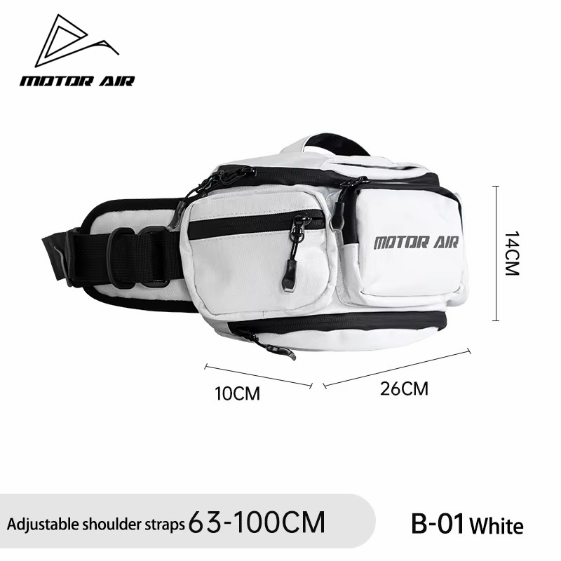 Motorcycle Gear With Airbag - Motor-Air Witte Motorfiets Heuptas Borsttas Schoudertas
