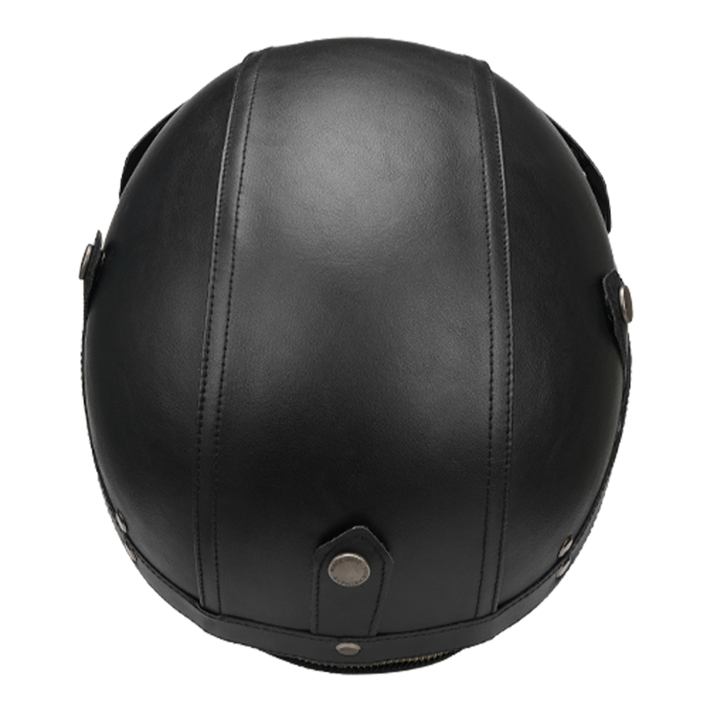 Zwarte motorfiets halve helm D - Motorcycle Gear Vintage recensie en prijs
