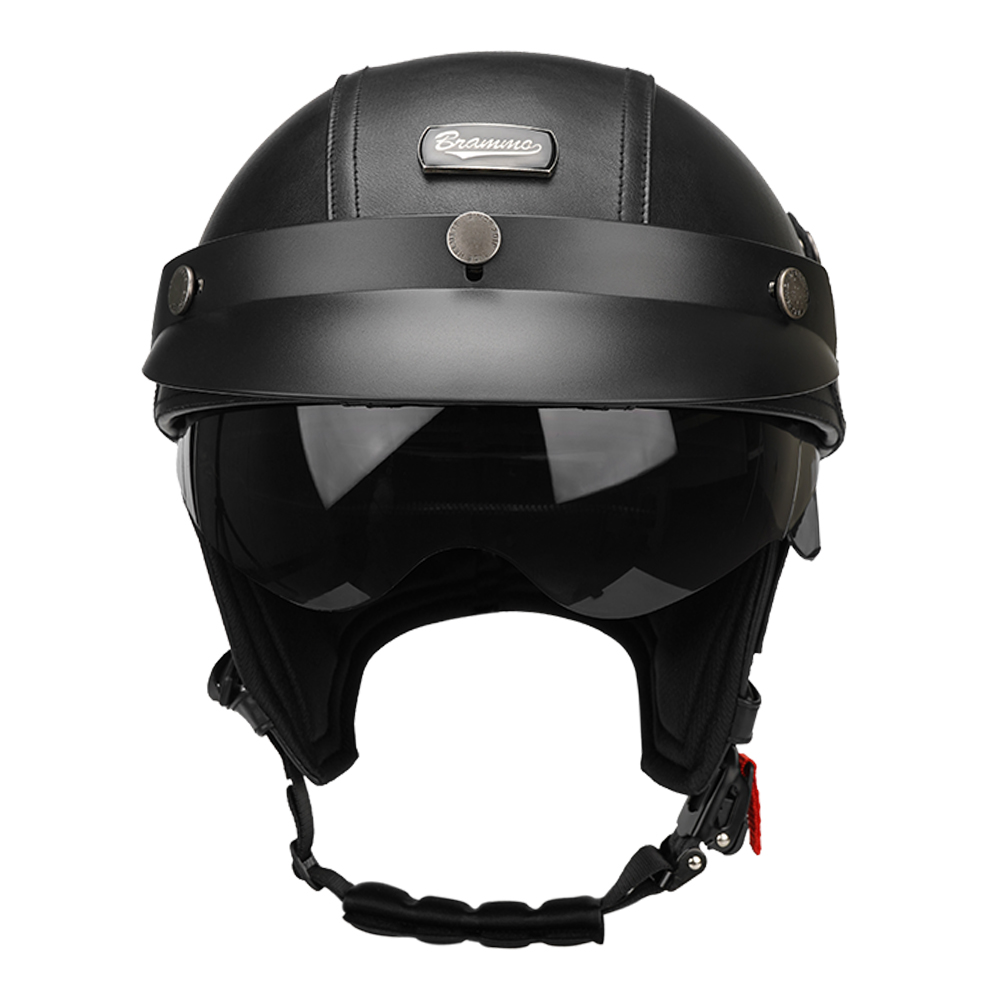 Zwarte motorfiets halve helm D - Motorcycle Gear Vintage recensie en prijs
